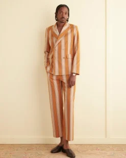 Men BODE Awning Stripe Double-Breasted Suit Jacket