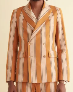 Men BODE Awning Stripe Double-Breasted Suit Jacket