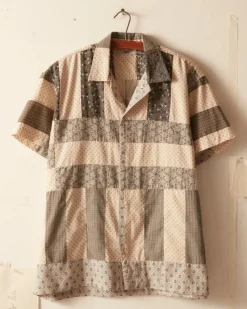 Men BODE Bar Quilt Short Sleeve Shirt