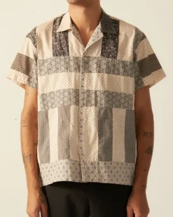 Men BODE Bar Quilt Short Sleeve Shirt