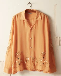 Men BODE Beaded Cantaloupe Long Sleeve Shirt