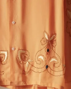 Men BODE Beaded Cantaloupe Long Sleeve Shirt