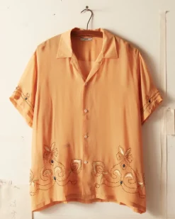 Men BODE Beaded Cantaloupe Short Sleeve Shirt