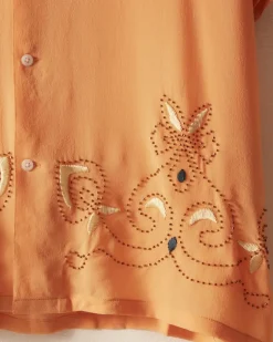 Men BODE Beaded Cantaloupe Short Sleeve Shirt