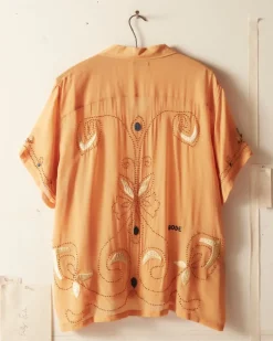 Men BODE Beaded Cantaloupe Short Sleeve Shirt