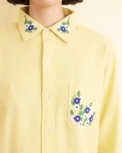 Women BODE Beaded Chicory Long Sleeve Shirt