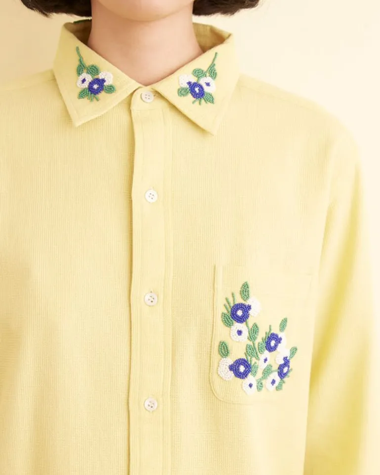 Women BODE Beaded Chicory Long Sleeve Shirt