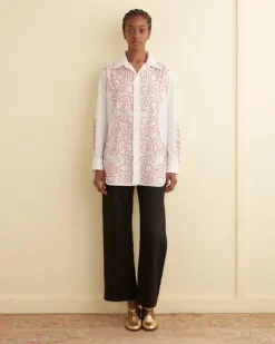 Women BODE Beaded Crossvine Shirt