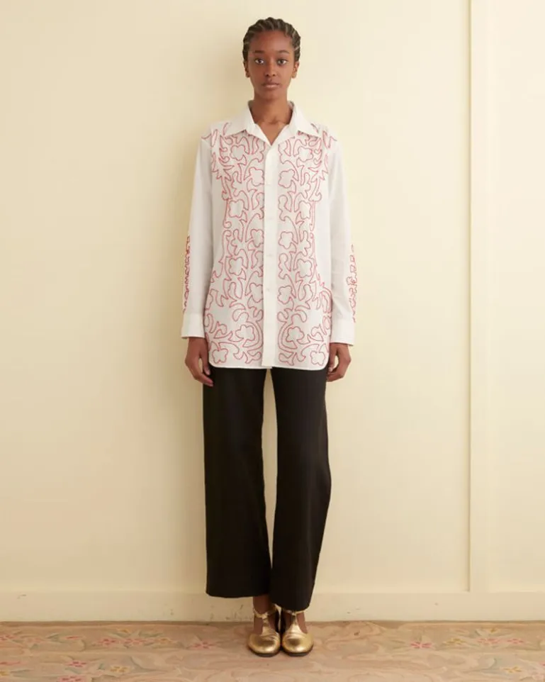 Women BODE Beaded Crossvine Shirt
