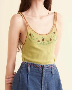 Women BODE Beaded Dahlia Tank