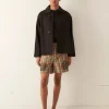 Men BODE Beaded Floral Madras Shorts - Blue