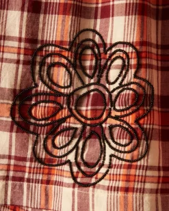 Men BODE Beaded Floral Madras Shorts - Red