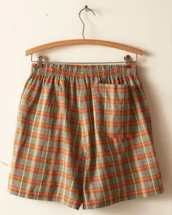 Men BODE Beaded Floral Madras Shorts - Blue
