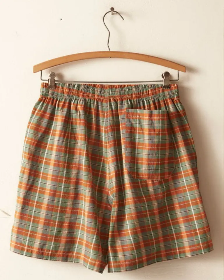 Men BODE Beaded Floral Madras Shorts - Blue