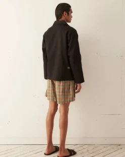 Men BODE Beaded Floral Madras Shorts - Blue