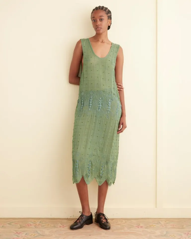 Women BODE Beaded Grid Vine Dress