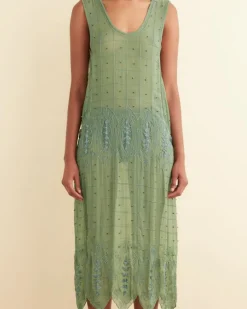 Women BODE Beaded Grid Vine Dress