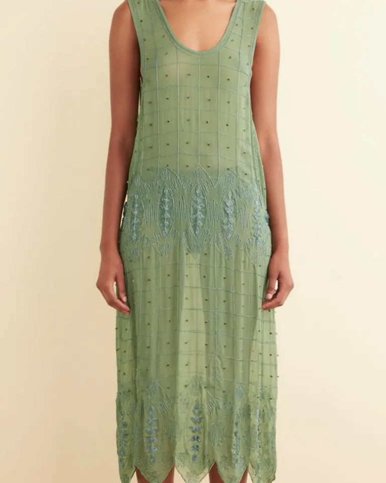 Women BODE Beaded Grid Vine Dress