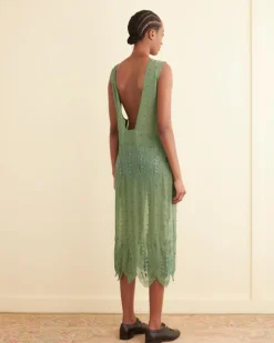 Women BODE Beaded Grid Vine Dress