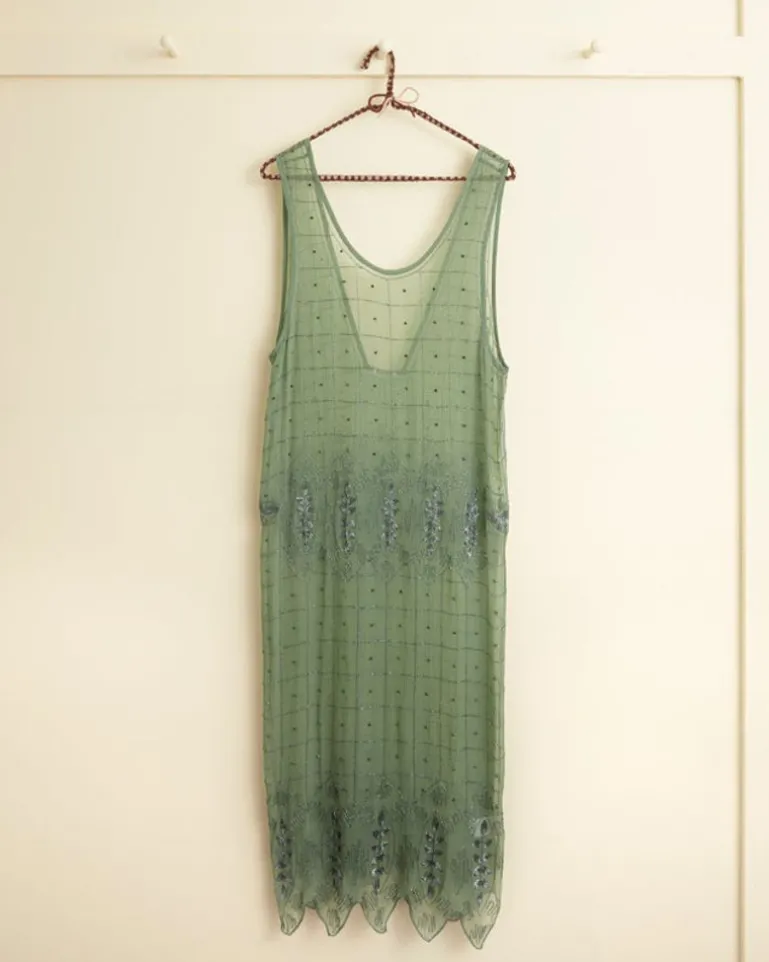 Women BODE Beaded Grid Vine Dress