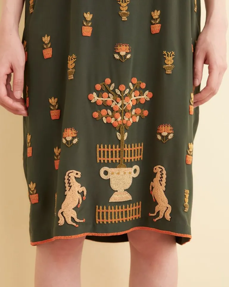 Women BODE Beaded Paddock Sampler Dress