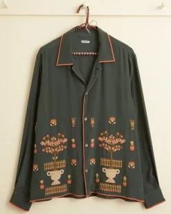Men BODE Beaded Paddock Sampler Long Sleeve Shirt