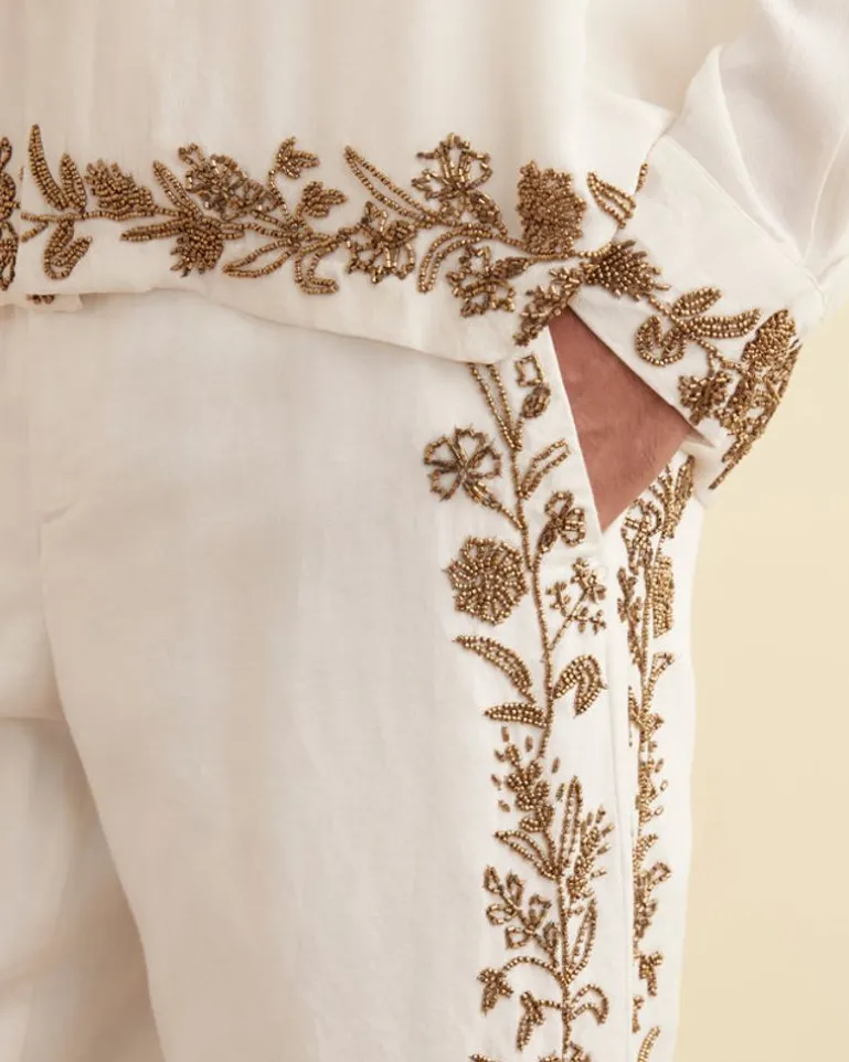 Men BODE Beaded Wheat Flower Trousers