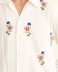 Men BODE Beaded Wildflower Long Sleeve Shirt