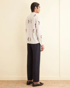 Men BODE Beaded Wildflower Long Sleeve Shirt