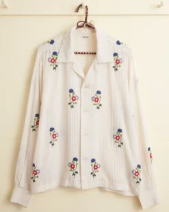 Men BODE Beaded Wildflower Long Sleeve Shirt