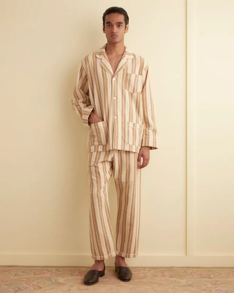 Men BODE Blonde Stripe Overshirt