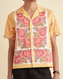 Men BODE Blooming Border Short Sleeve Shirt