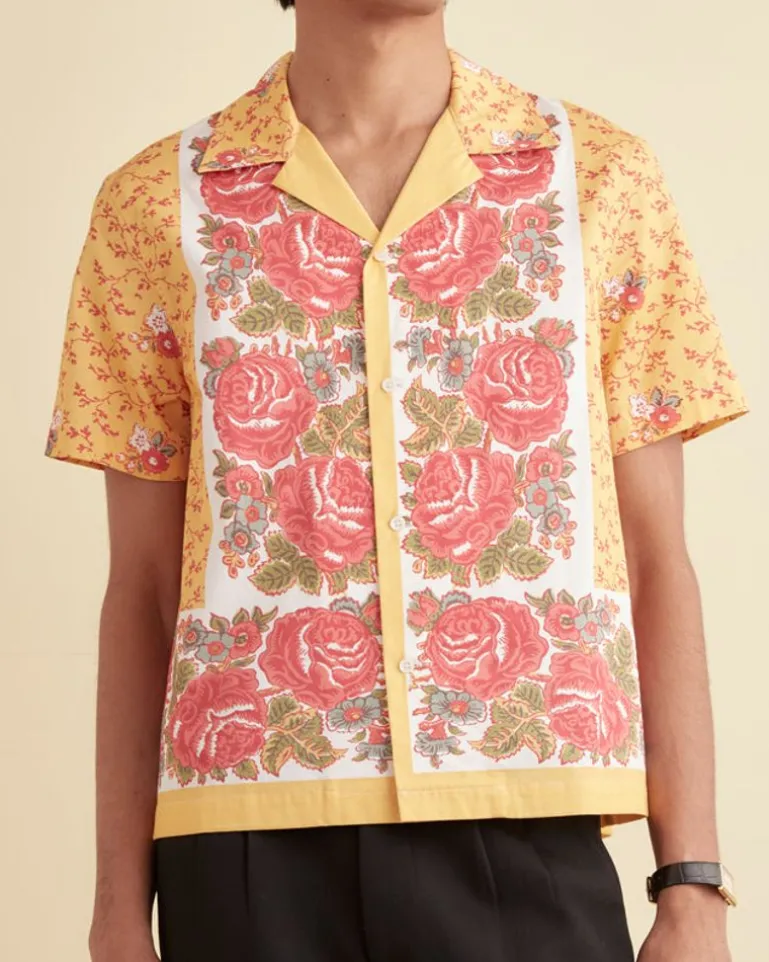 Men BODE Blooming Border Short Sleeve Shirt