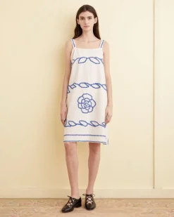 Women BODE Blue Flax Dress - Xs