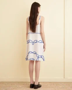 Women BODE Blue Flax Dress - Xs