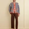 Men BODE Bold Stripe Cardigan - Blue/Cream