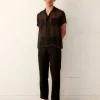 Men BODE Bugle Bead Trim Short Sleeve Shirt