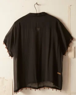 Men BODE Bugle Bead Trim Short Sleeve Shirt