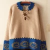 Men BODE Cape Cod Cross Stitch Pullover - Tan