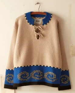 Men BODE Cape Cod Cross Stitch Pullover - Tan