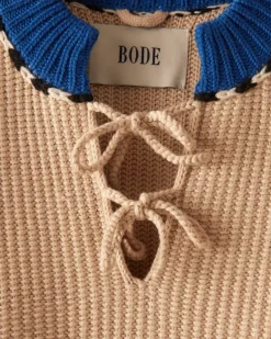 Men BODE Cape Cod Cross Stitch Pullover - Tan