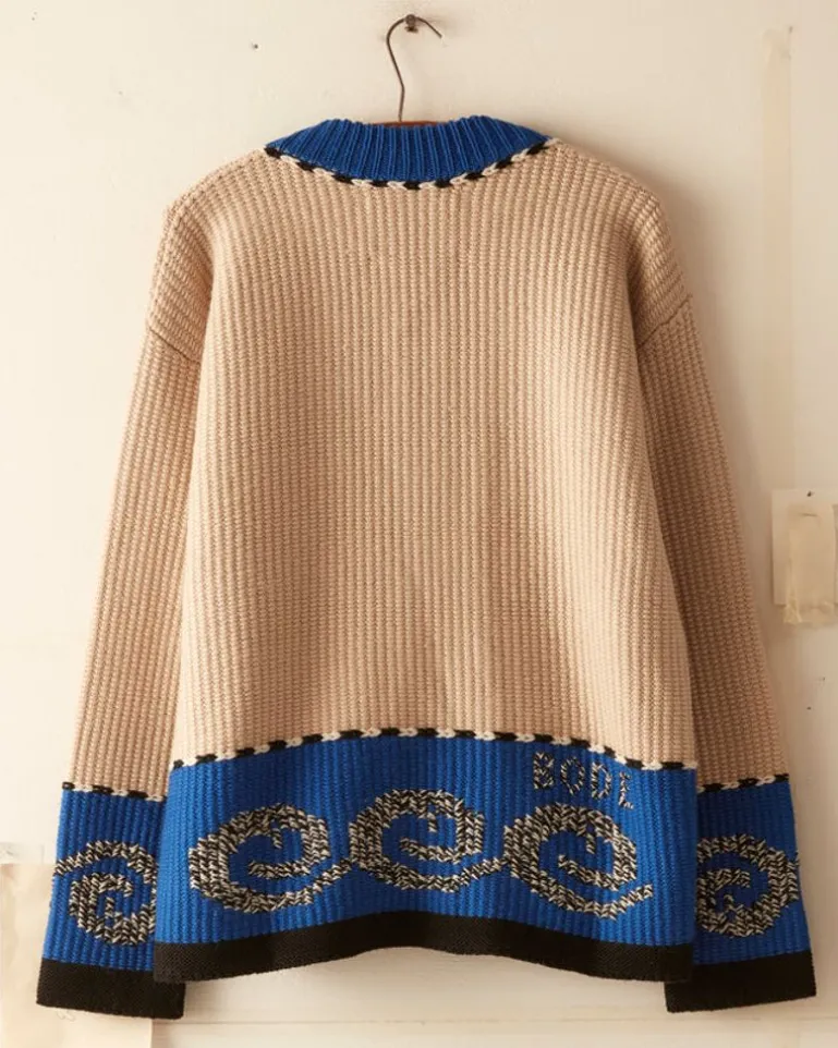 Men BODE Cape Cod Cross Stitch Pullover - Tan