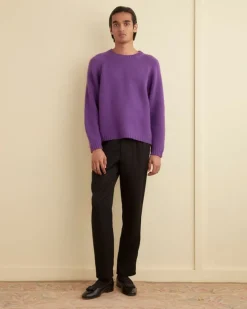 Men BODE Cashmere Crewneck Sweater - Purple