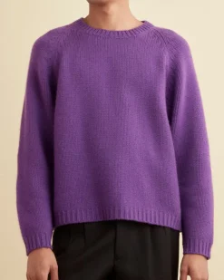 Men BODE Cashmere Crewneck Sweater - Purple