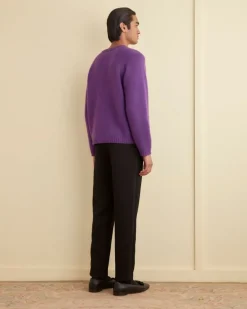 Men BODE Cashmere Crewneck Sweater - Purple