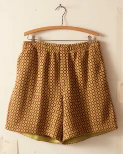 Men BODE Checker Jacquard Rugby Short - Green And Maroon