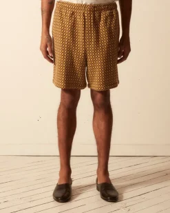 Men BODE Checker Jacquard Rugby Short - Green And Maroon