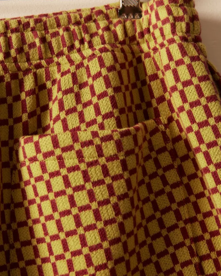 Men BODE Checker Jacquard Rugby Short - Green And Maroon