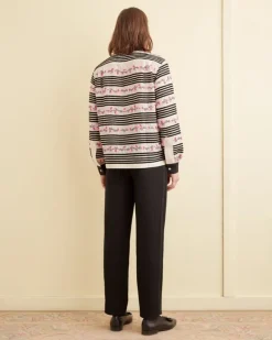 Men BODE Cherry Blossom Stripe Long Sleeve Shirt