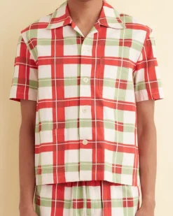 Men BODE Complementary Plaid Short Sleeve Shirt